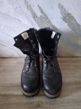 Men's Black Lace-Up Work Boots